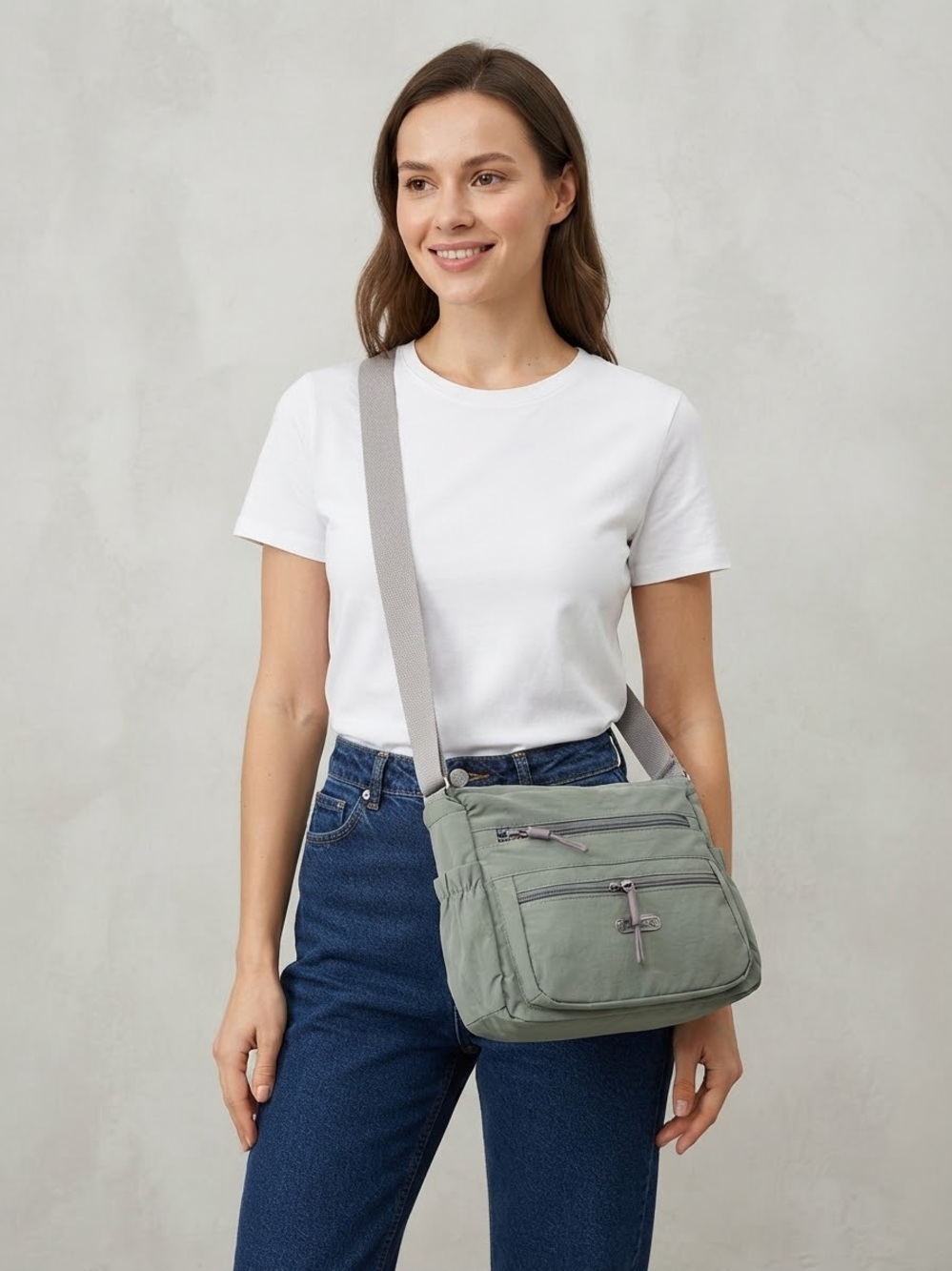Light Sage Crossbody Bag for Women - Everyday Casual Shoulder Bag
